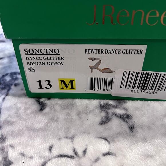 J. RENEE SONCINO HEEL- PEWTER DANCE GLITTER WOMENS SZ 13M - Picture 6 of 7